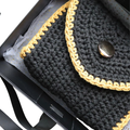 Black Crossover Bag with Mustard Edging