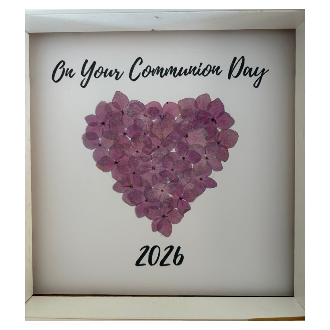 On Your Communion Day (Heart) Flower Frame