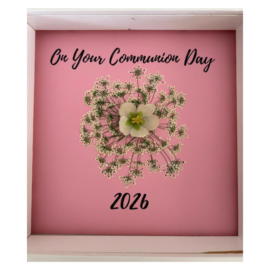 On Your Communion Day (Pink) Flower Frame