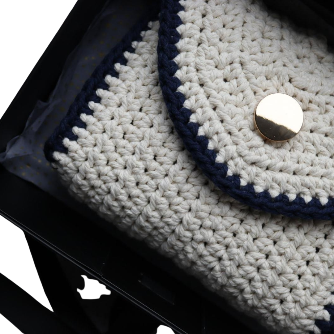 White Crossover Bag with Black Edging
